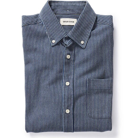 Mens Small Taylor Stitch Roped Indigo Button Down Dress Shirt - Perfect 38 - Picture 1 of 8
